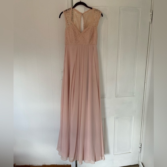 Mori Lee Lace Blush Pink Chiffon Bridesmaid/formal Dress - Picture 1 of 8